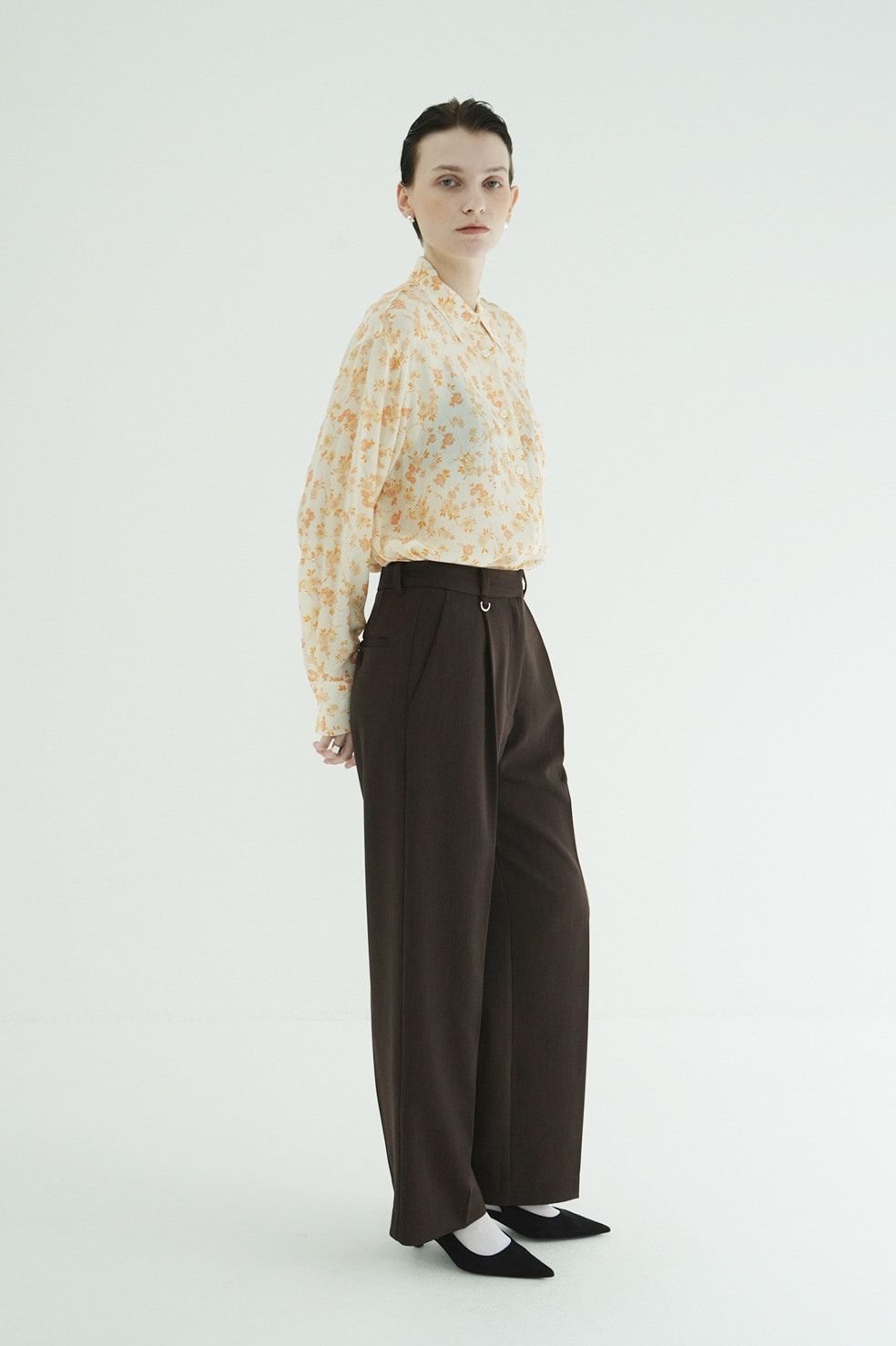マーブルフラワーシャツ -  MABEL FLOWER SHIRT (ORANGE)