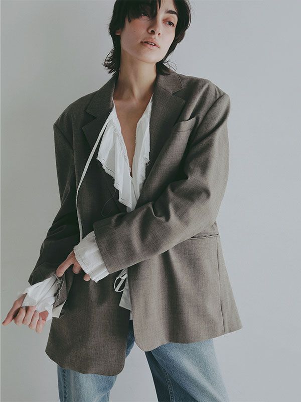 サイドベンツテーラードジャケット - GREIGE