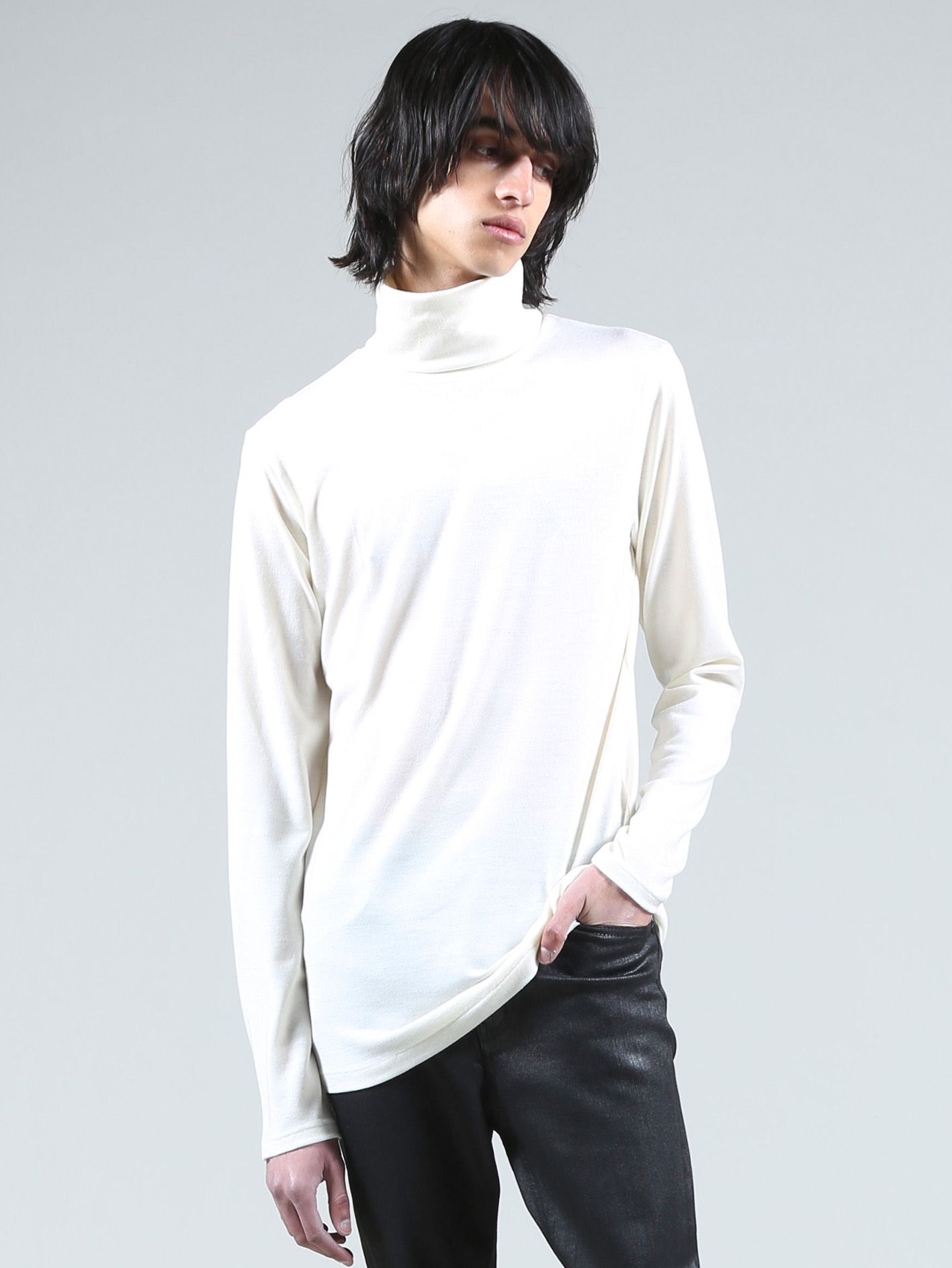 ウォッシャブルウールタートルネックプルオーバー - Washable Wool Turtleneck Pullover - CREAM