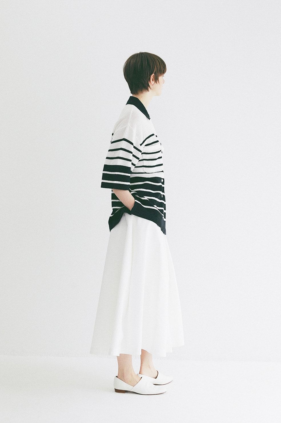 ハーフスリーブオーバーニットシャツ - HALF SLEEVE OVER KNIT SHIRT(NAVY)