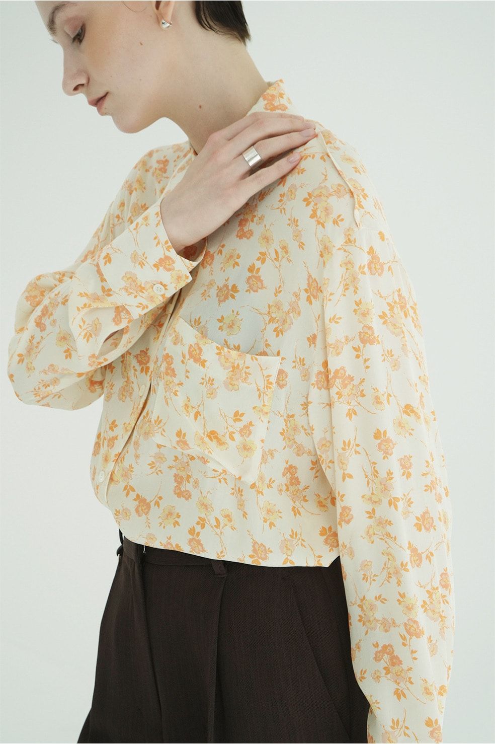 マーブルフラワーシャツ -  MABEL FLOWER SHIRT (ORANGE)