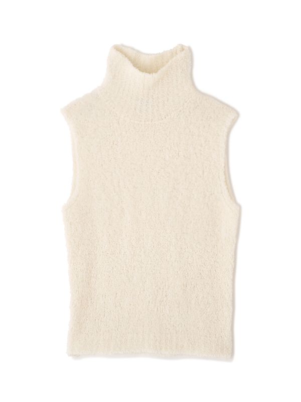 モールヤーンハイネックニットベスト （WHITE)