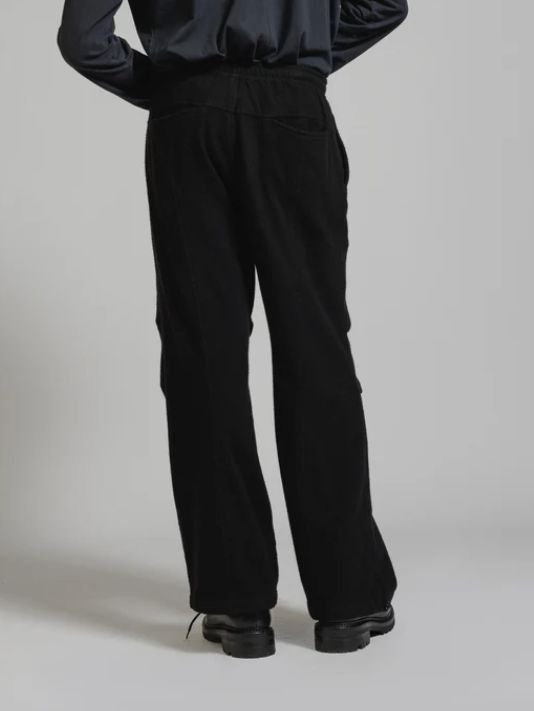 ウール縮絨 製品染め ワイドパンツ - OBJECT DYE WOOL WIDE PANTS - BLACK