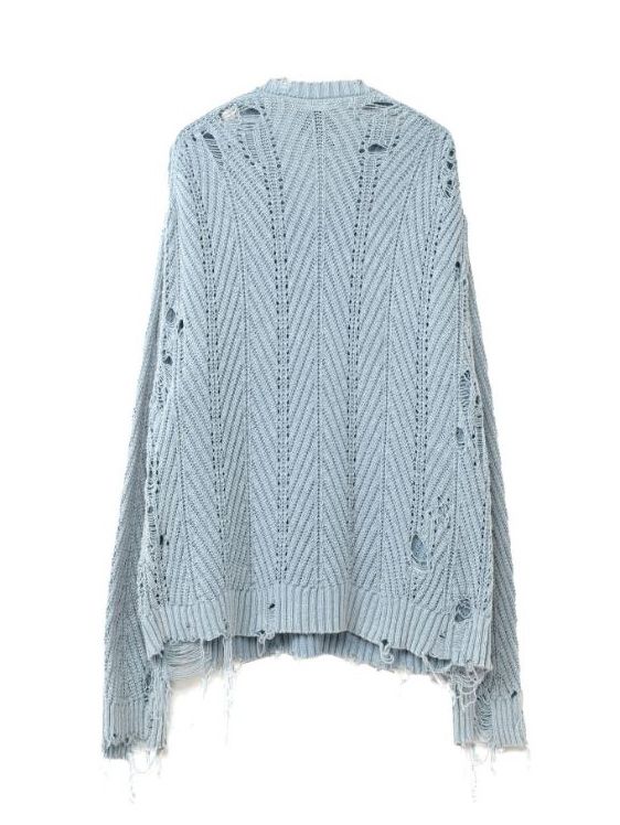ブリーチド ニットプルオーバー - Bleached Knit Pullover - BLUE