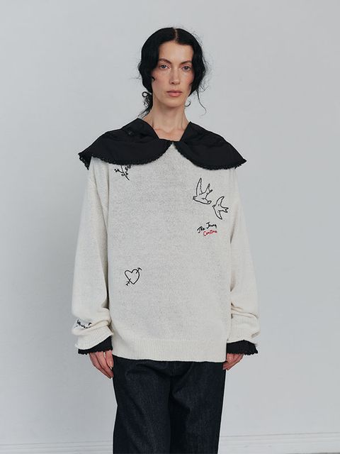 ハンドエンブロイダリーローゲージニットプルオーバー (OFF WHITE)