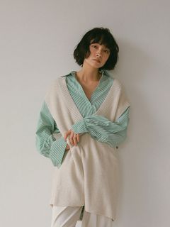 ルージーニットベスト - BEIGE