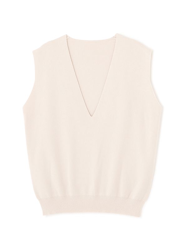 コットンシルクスリーブレスニットプルオーバー - IVORY