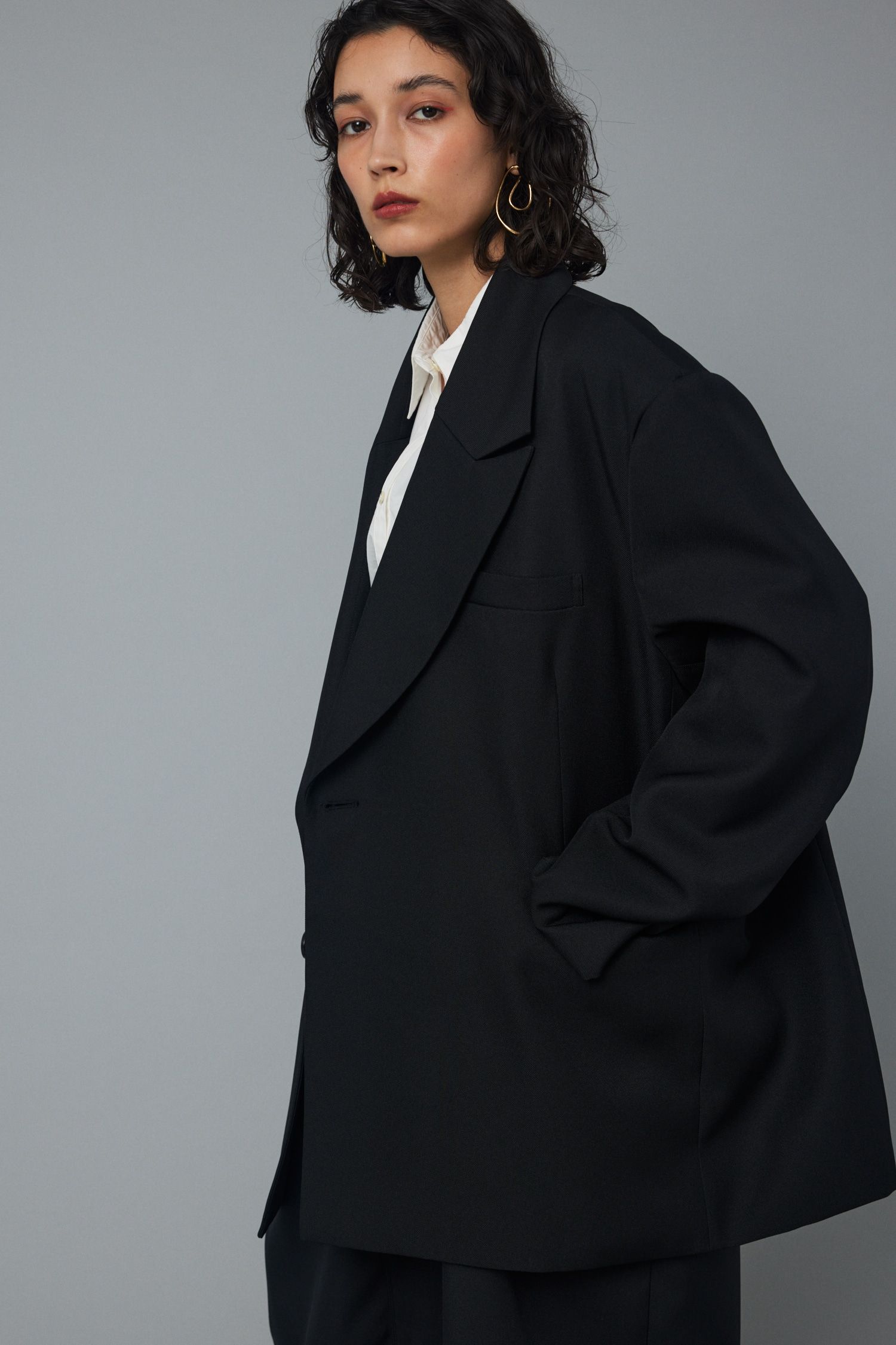 オーバーサイズ シルエット ジャケット - Over silhouette jacket - BLACK