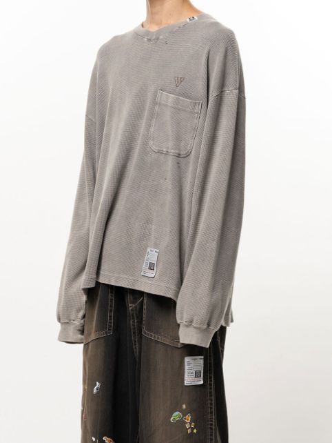 ブリーチド ワッフル ロング スリーブ Tシャツ - Bleached Waffle Long Sleeve T-Shirt (KHIKI)