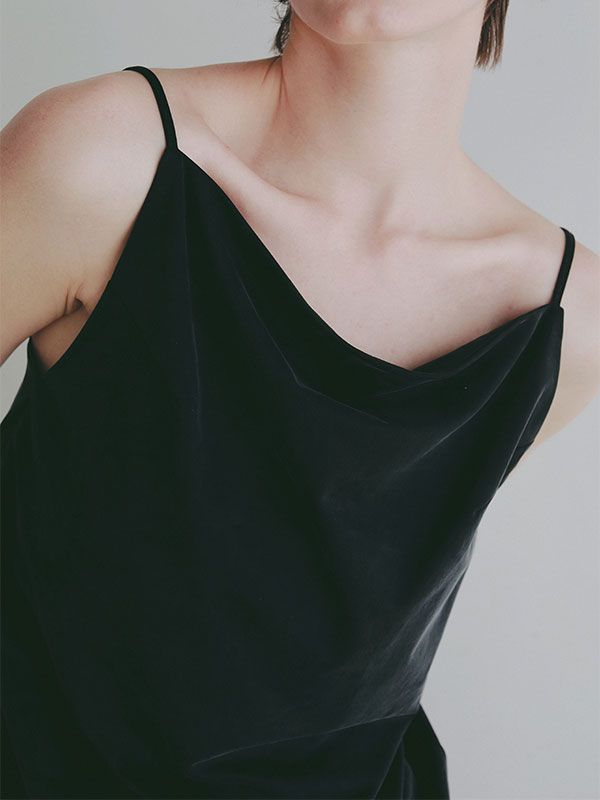 キュプラジャージキャミソール （BLACK)