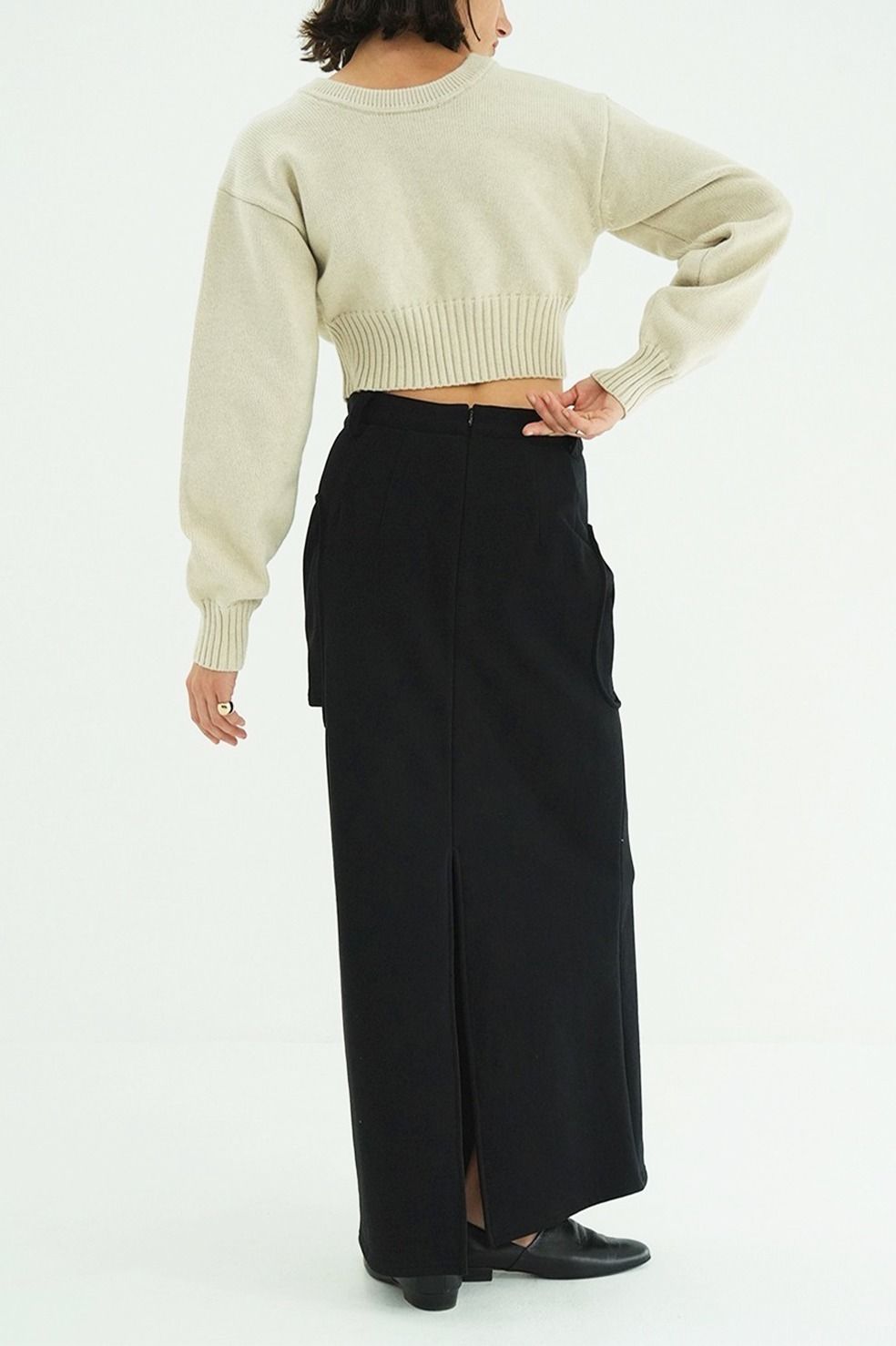 サークルカットスカート - CIRCLE CUT SWEAT SKIRT (BLACK)