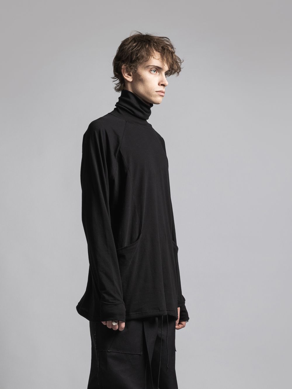 タートルネックカッソー - 40/- soft jersey Turtle necked T BLACK
