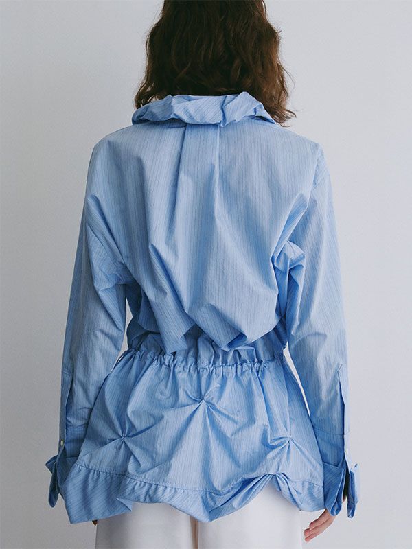 バルーンヘムデザインシャツ (BLUE)