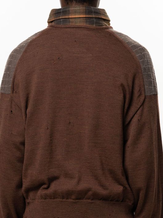ディストレスト ニットカーディガン - Distressed Knit Cardigan (BROWN)