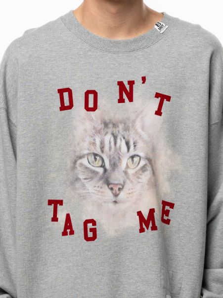 キャット プリント スウェットシャツ - Cat Printed Sweatshirt (GREY)