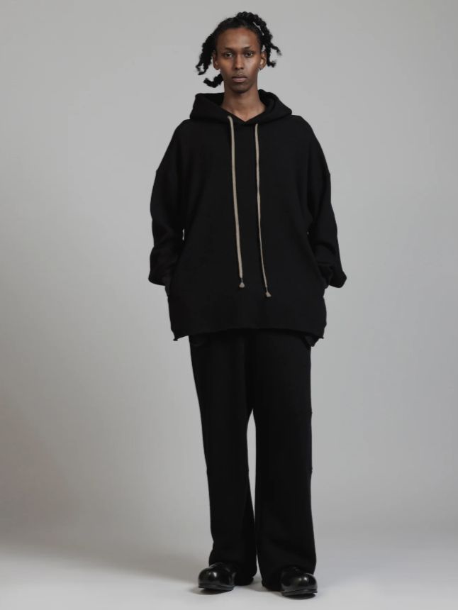 コットンウール スウェットフーディ - COTTON/WOOL SWEAT HOODIE BLACK
