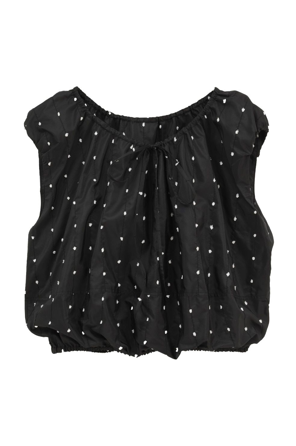リボントップス -  W FACE DOT SLEEVELESS RIBBON TOPS (BLACK)