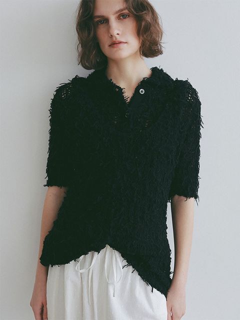 ミックスヤーンニットタンクトップ(BLACK)