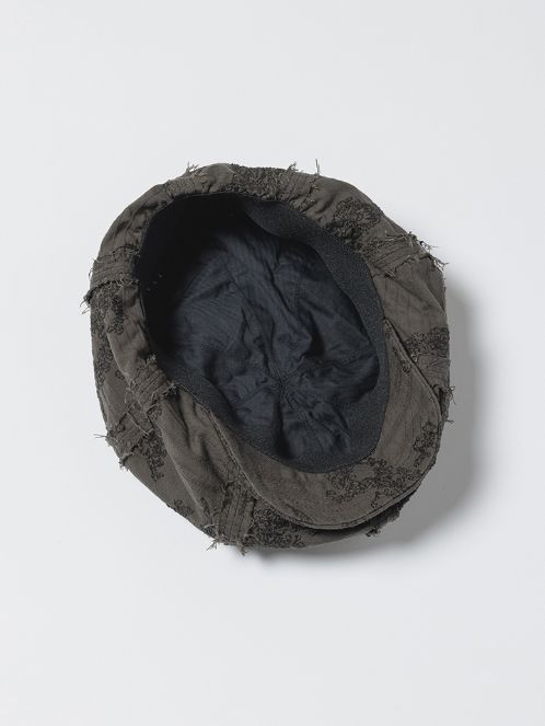 刺繍ストライプキャスケット (B-GREY/KHAKI)