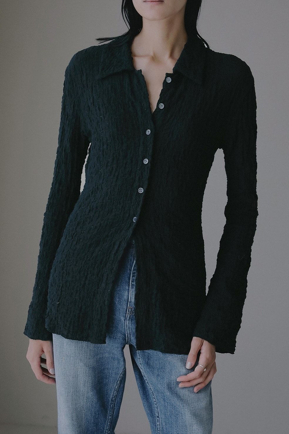 レースシャツトップス | LACE SHIRTS TOPS (BLACK)