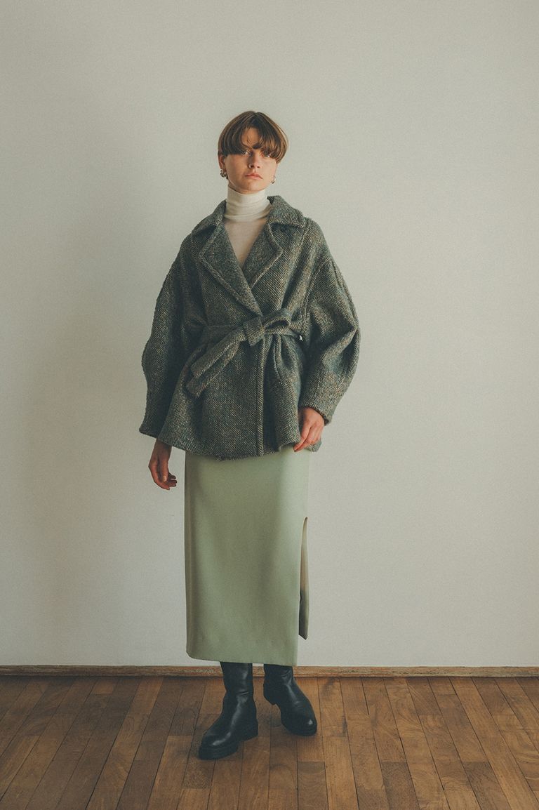 CLANE - ミックスループツイードボックスコート - MIX LOOP TWEED BOX COAT MOSS GREEN | ADDICT  WEB SHOP