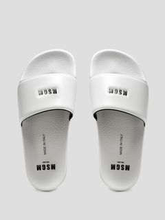 サンダル・ミュール LOGO POOL SLIDES MSGM - MSGM スモールロゴ サンダル - LOGO POOL SLIDE - WHITE