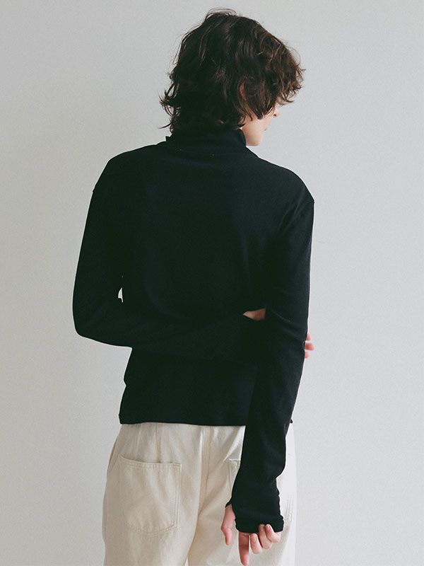 ガーゼフライスフロントオープンプルオーバー (BLACK)