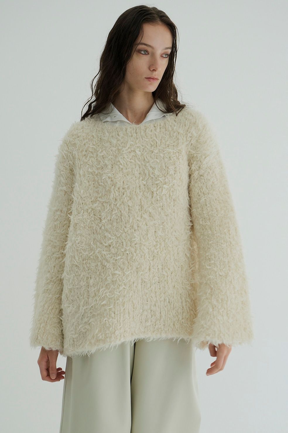 ベアシャギー ハンドニットトップス - BEAR SHAGGY HAND KNIT TOPS - IVORY
