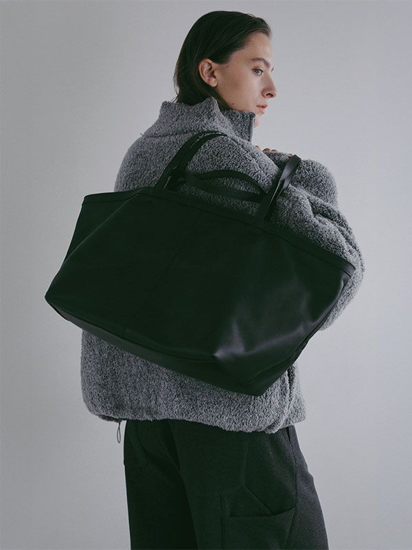 Wハンドルスウェードビッグトートバッグ （BLACK）