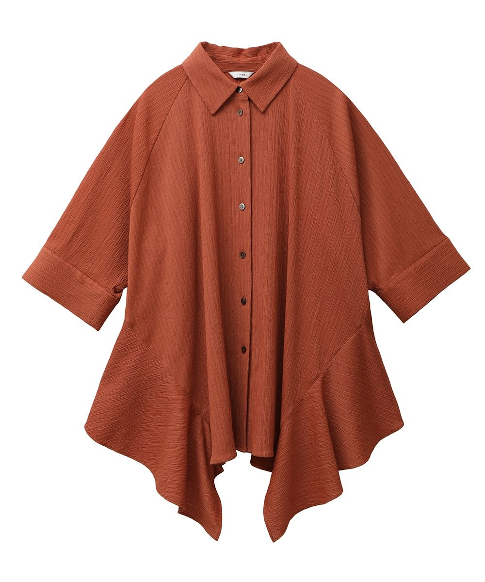 COTTON CREPE BACK FRILL SHIRT - ORANGE