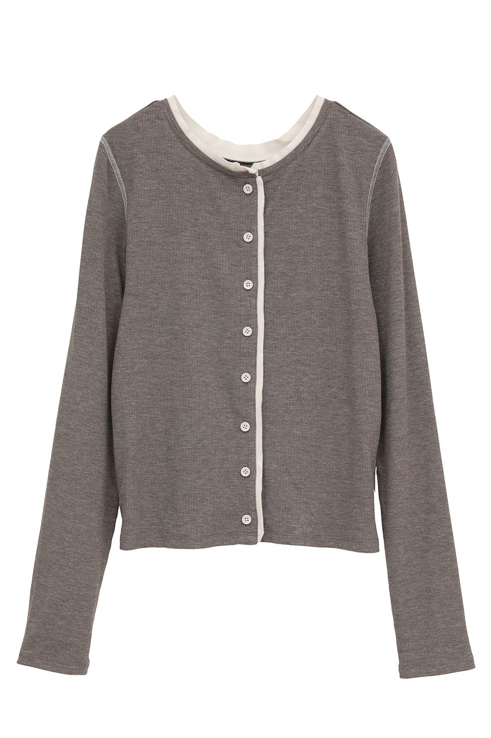 バイカラーカーディガン | W FACE BICOLOR CARDIGAN (GRAY)
