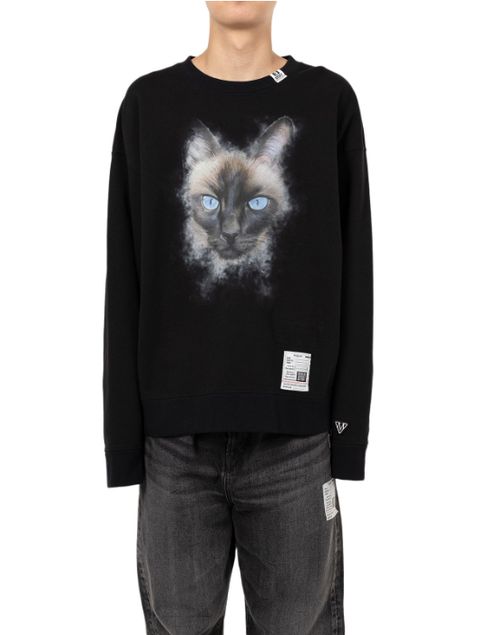 キャットプリントスウェットシャツ - Cat Printed Sweatshirt (BLACK)