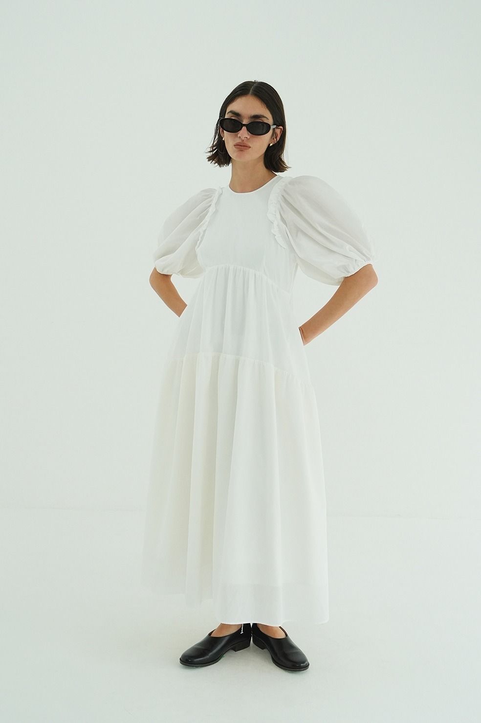 バルーンフリルワンピース -  BUBBLE FRILL ONEPIECE (WHITE)
