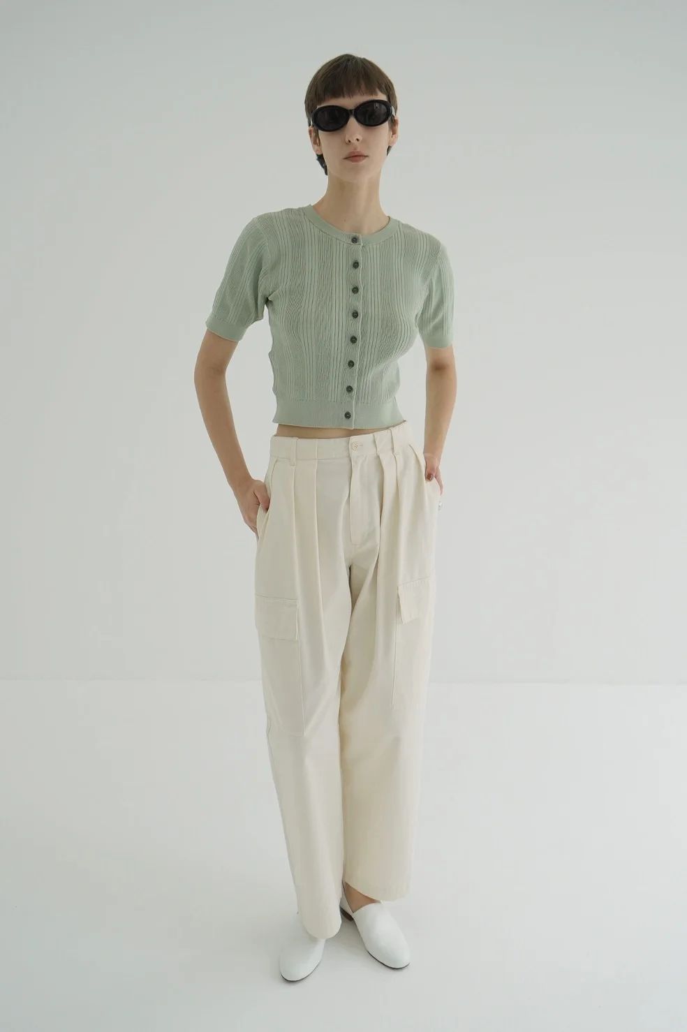 CLANE - ファイスリブ ニット カーディガン - W FACE RIB KNIT