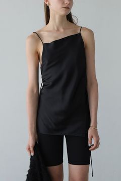 ドレープサテン キャミトップス - DRAPE SATIN CAMISOLE TOPS - BLACK