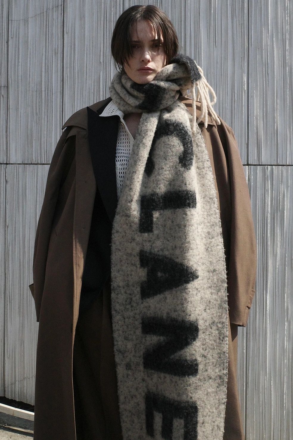 ステンカラーコート - BULKY LINE STAIN COAT (BROWN)