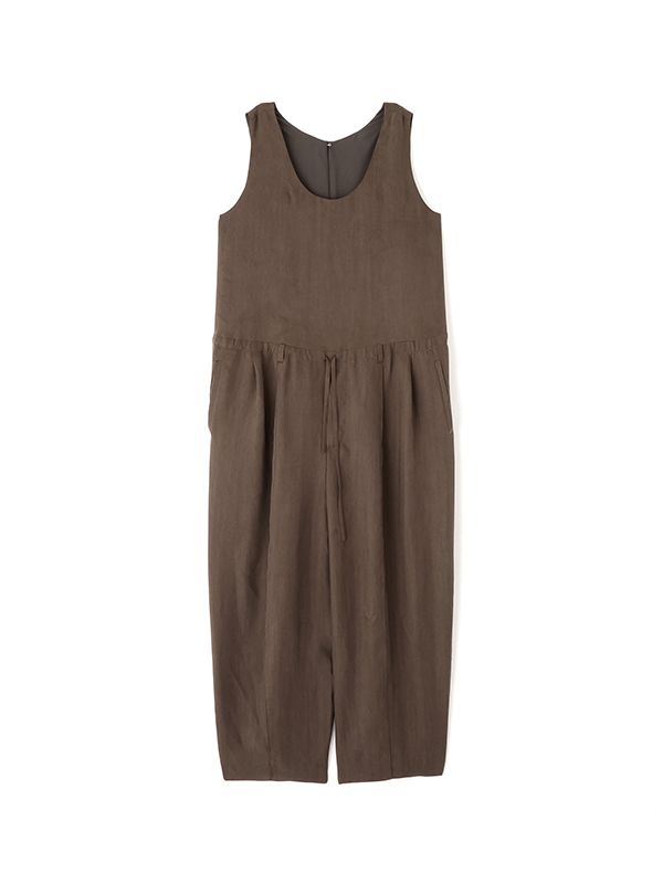 クルーネックキュプラタンクオールインワン (BROWN)