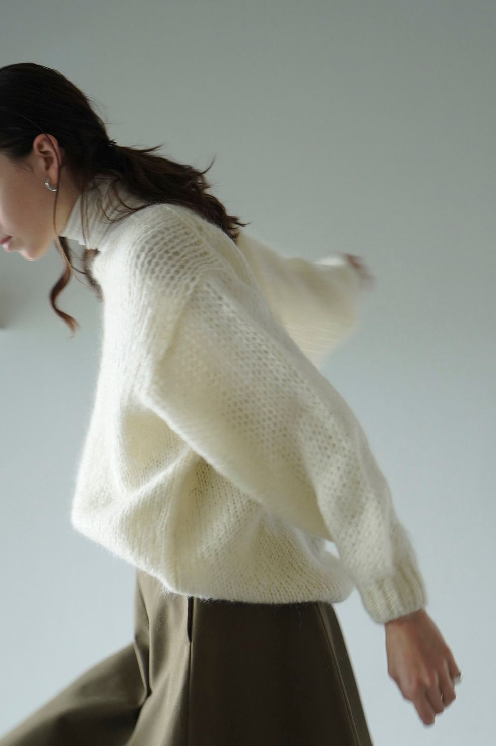 ニット CLANE/クラネ HALF SHEER LOOSE MOHAIR KNIT TOPS/ハーフシアー