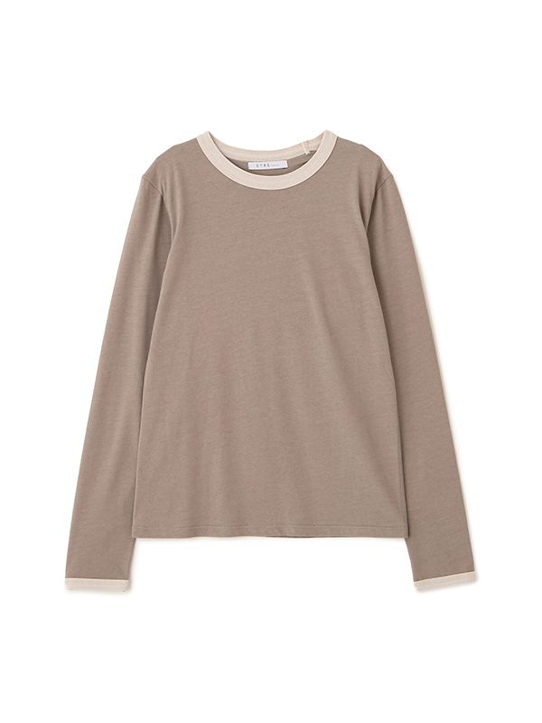 アウトステッチクルーネックロンTee  (GREIGE）