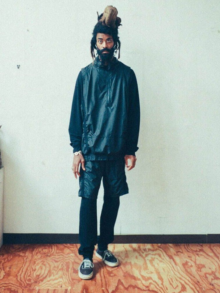 HALF ZIP SWEAT SHIRTS - Layered Ripstop fabric - BLACK