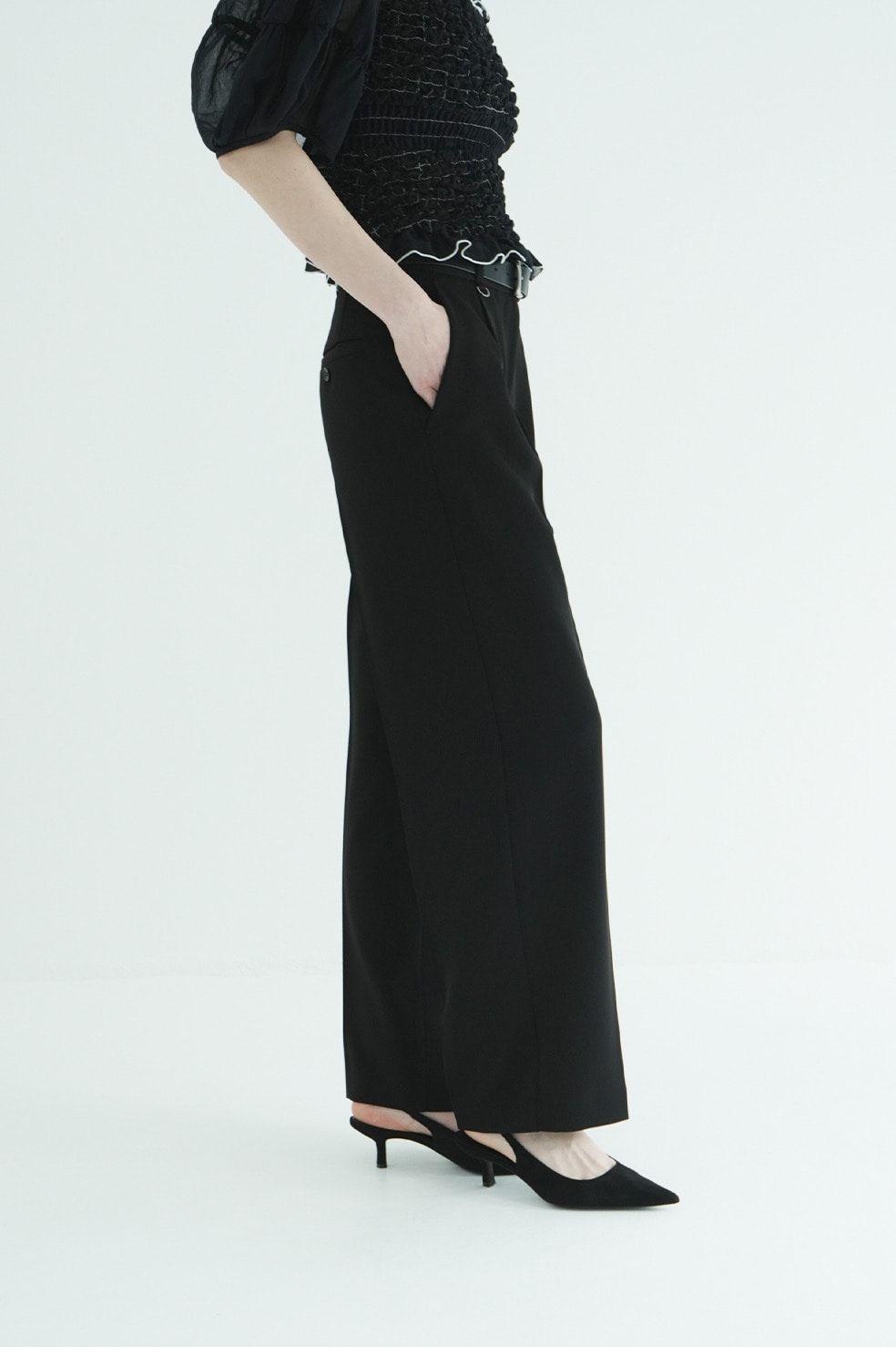ツーウェイタックストレートパンツ - 2WAY TUCK STRAIGHT PANTS (BLACK)