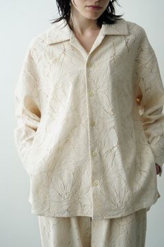 カーテンレース スリット シャツ - CURTAIN LACE SLIT SHIRT - IVORY