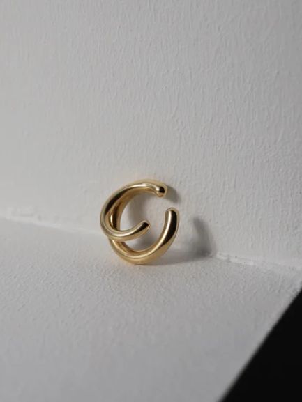 ダブルラインイヤーカフ GOLD ゴールド シンプル デザイン ユニセックス アクセサリー