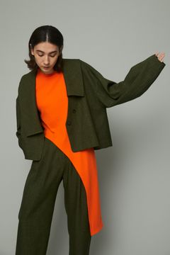 ビッグ アシンメトリー カラージャケット - Big asymmetry collar jacket