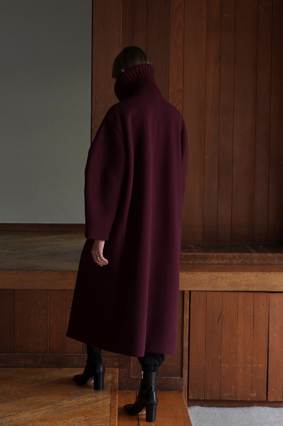 CLANE - エリリブニットシングルコート - RIB COLLAR WOOL LONG COAT