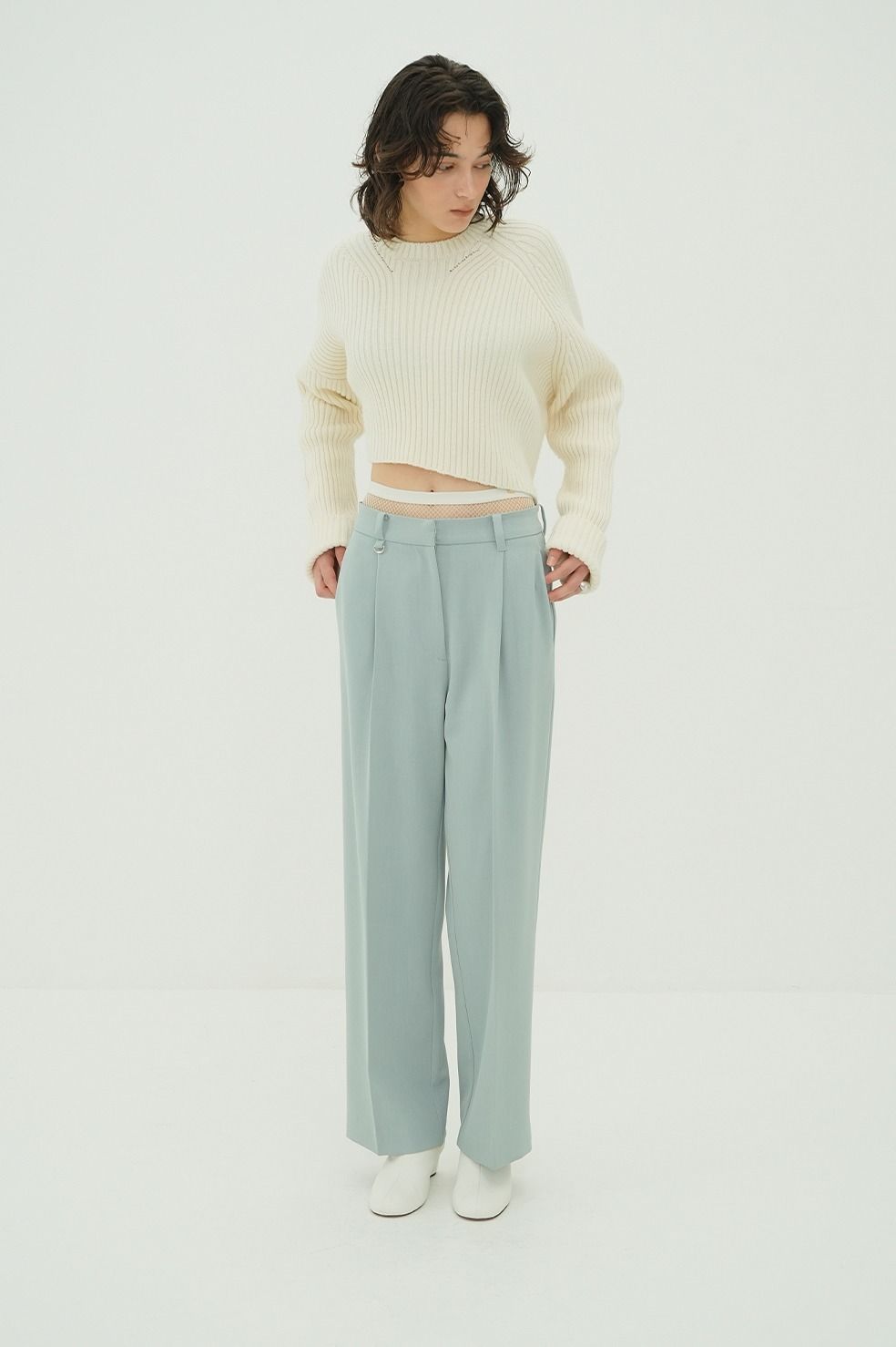ツーウェイタックストレートパンツ - 2WAY TUCK STRAIGHT PANTS (BLUE)
