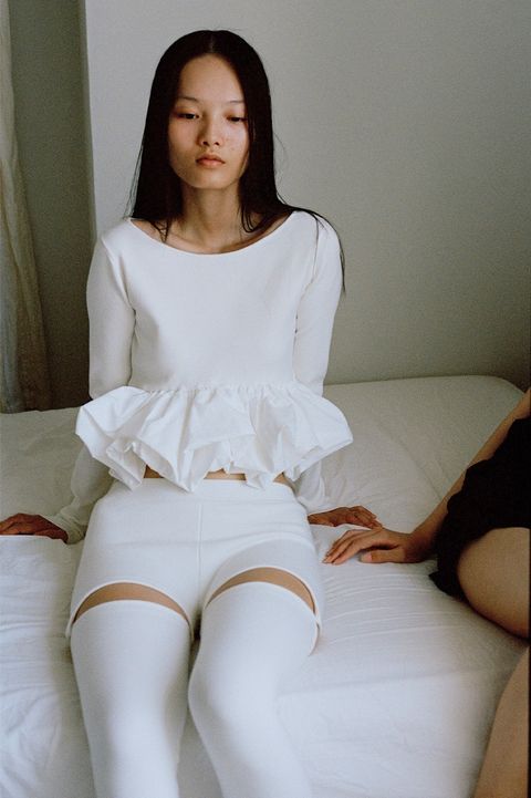 バルーンニットトップス - W BALLOON SHORT KNIT TOPS (WHITE)