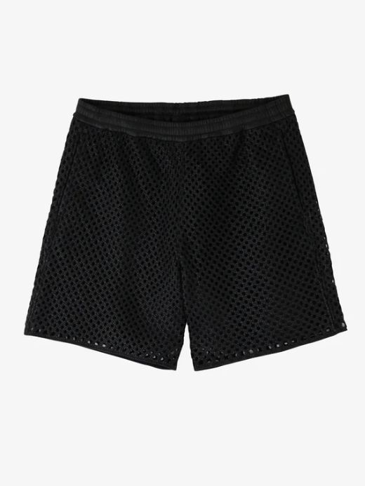 レザーショートパンツ -  MACRAME LEATHER SHORT PANTS - Goat leather -
