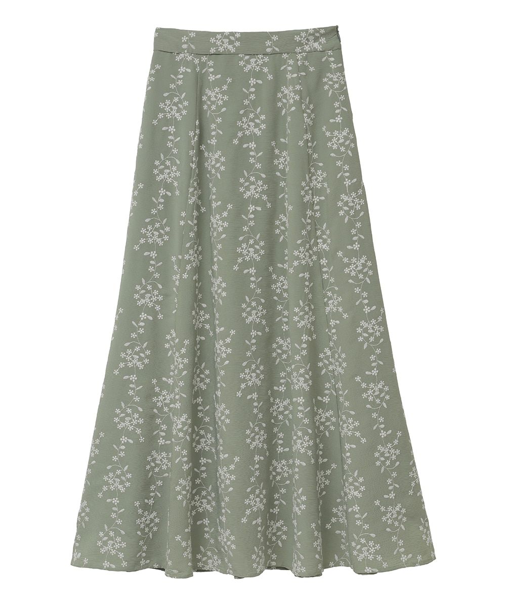 CLANE - STRIPE FLOWER EMBROIDERY SKIRT MINT