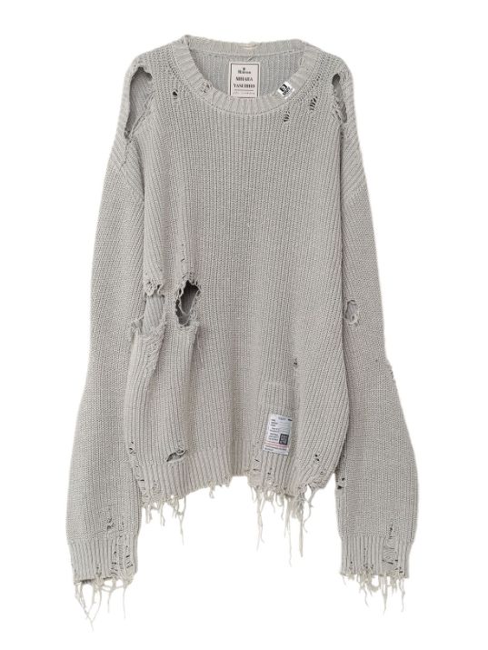 ブリーチドニットセーター - Bleached Knit Sweater - GREY